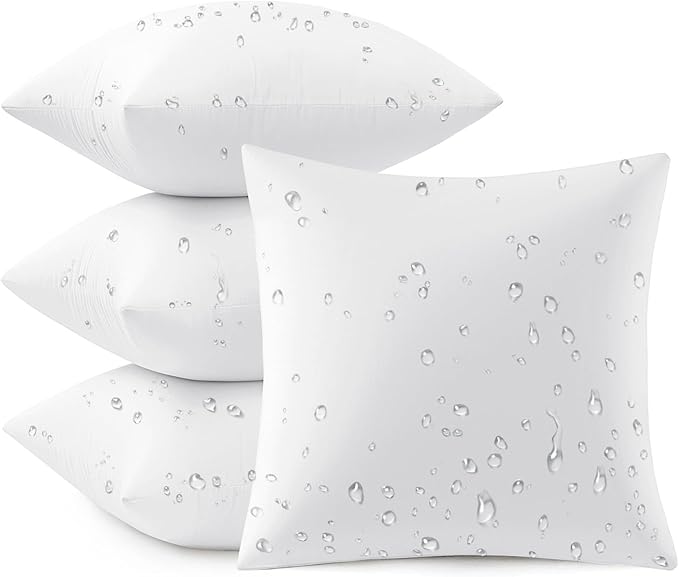MIULEE Outdoor Pillow Inserts 16x16 Pack of 4 Waterproof Throw Pillow Inserts Decorative 100% Virgin Fibers Filling for Patio Sofa Couch