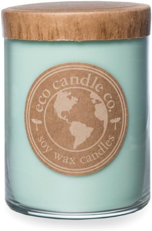 ECO CANDLE CO. Recycled Candle, Seagrass, 18 oz. Double Wick - Scents of Coconut, Jasmine, Eucalyptus, Vetiver, Driftwood, & Seaweed - 100% Soy Wax, No Lead, Kraft Paper Label & Lid, Hand Made