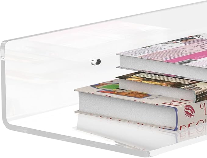 Sezanrpt 36 Inches Acrylic Wall Shelves 2 Pack, Floating Shelf for Wall Mounting, Acrylic Display Ledges for Funko Pop Figures, Home Décor, Living Room, Gaming Room, Plants(36 inch, Clear)