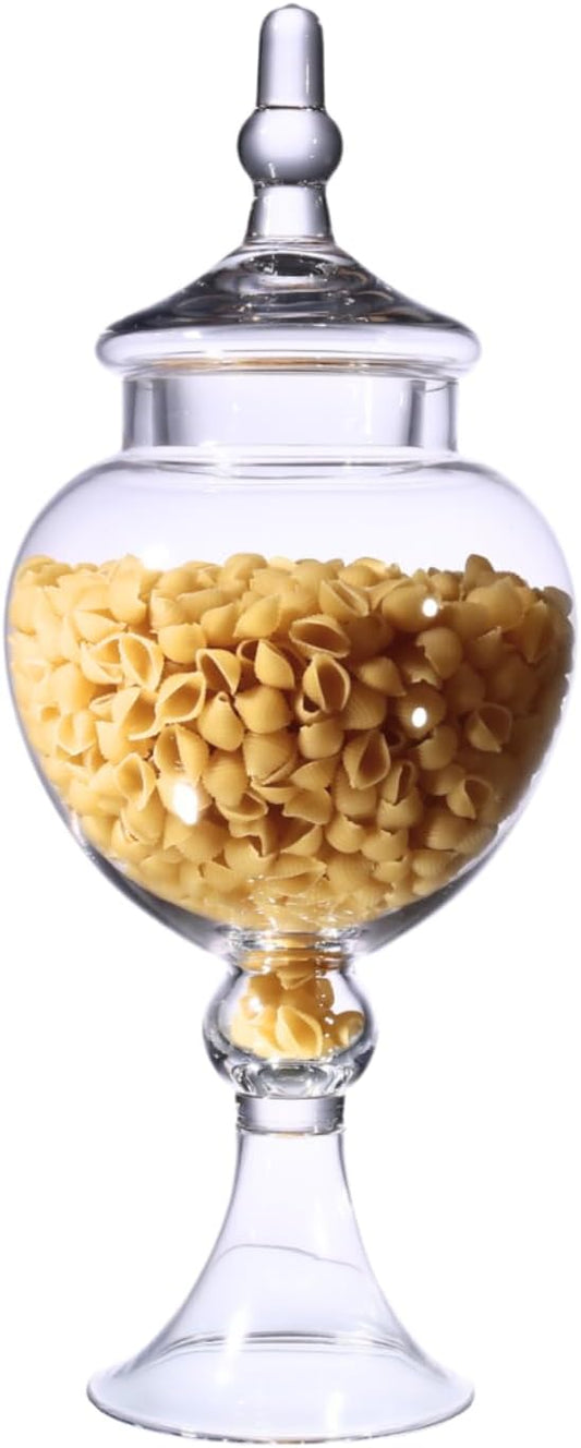 Large Glass Apothecary Jars with Lid, Clear Candy Jar for Candy Buffet, Fancy Decorative Glass Jar for Party, Wedding and Display, Tall Glass Candy Containers (Height: 16.5", Diameter: 6.5")