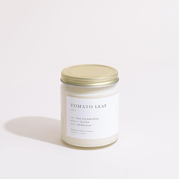 Brooklyn Candle Studio Tomato Leaf Spring Candle - Luxury Scented Candle, Vegan Soy Wax, Hand Poured in The USA, Long Lasting, 50 Hour Burn Time - 7.5oz