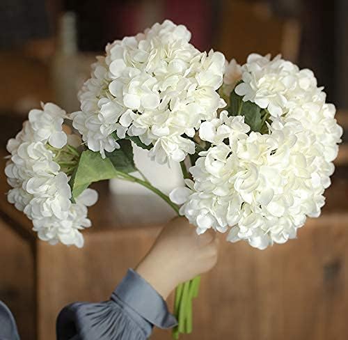 PARTY JOY 12PCS 15.4In Artificial Hydrangea Silk Flowers Bouquet Faux Hydrangea Stems for Wedding Centerpieces Home Decor (White,12pcs)