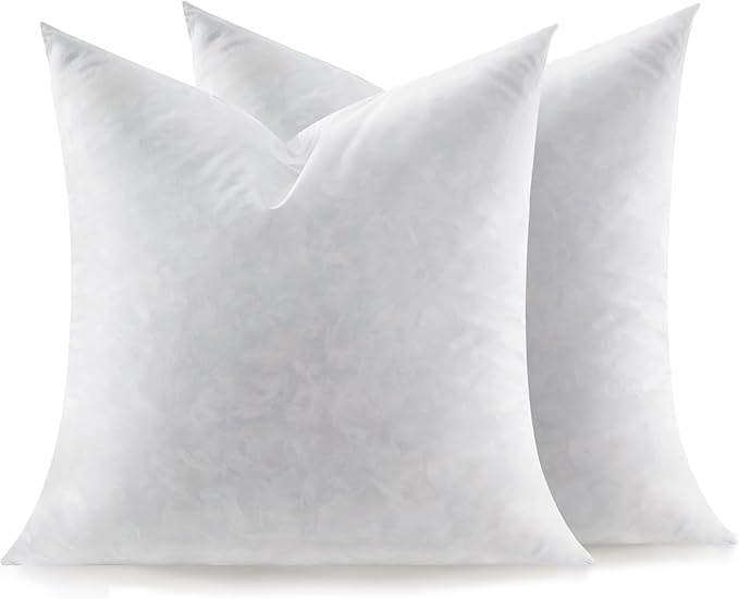 Feather Throw Pillow Inserts Set of 2, Soft Fluffy Square 18 x 18 Inches Decorative Pillow Insert, Feather and Down Filled Euro Pillows