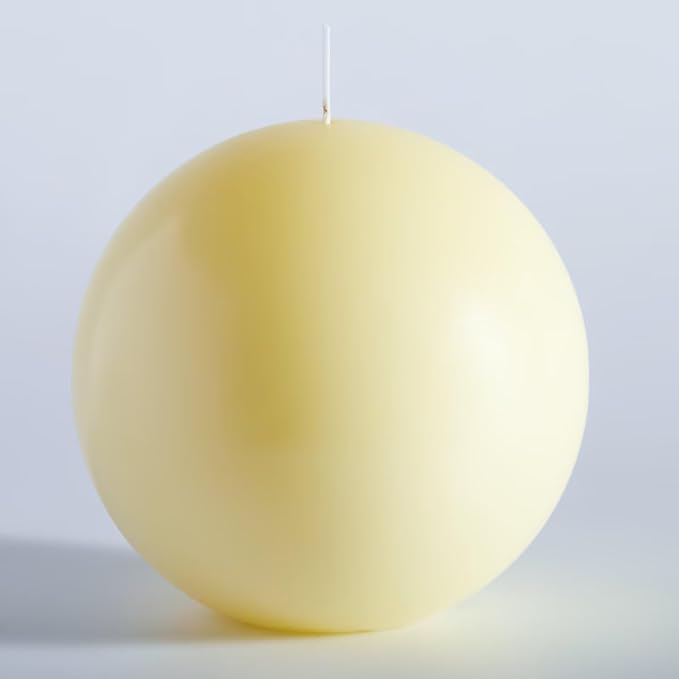 MOZEAL Hand-Poured, 6 Inch Ivory Large Round Ball Candles - Elegant Ivory Round Pillar Candles, Dripless, Unscented, Smokeless, Ideal for Weddings and Elegant Celebrations