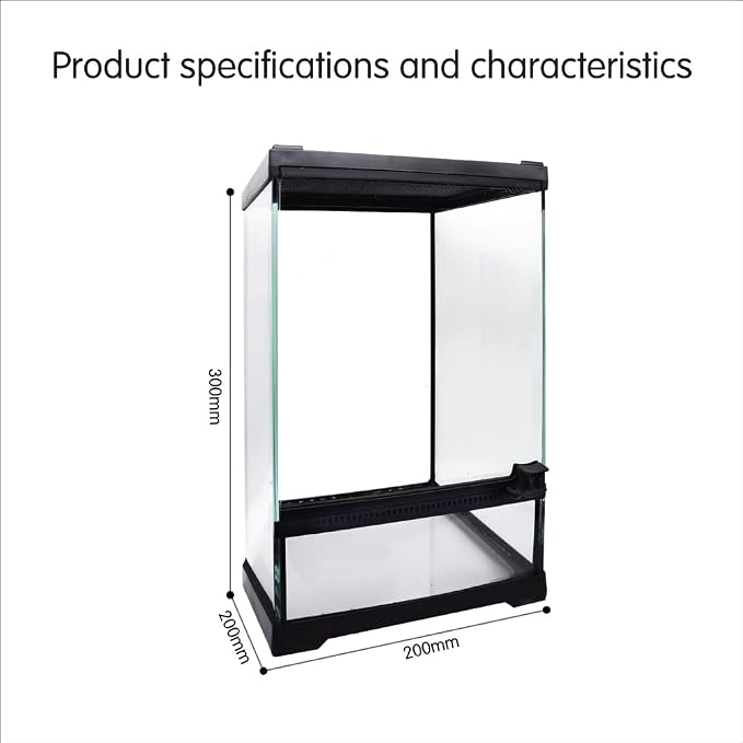 Mini Reptile Glass Terrarium Tank 8"x8"x12“ Full View with Front Opening Door and Enclosure Habitat Cage for Leopard Gecko Tarantula Young Lizard Hermit Crab Frog Insects Breeding Tank