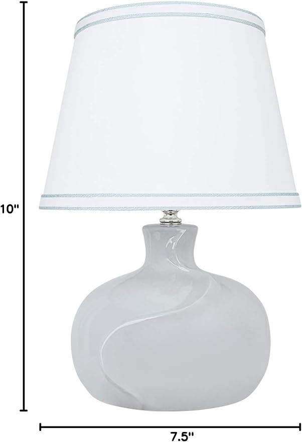 Aspen Creative 40182-31, 14-1/2" High Transitional Ceramic Table Lamp, Light Grey and Hardback Empire Shaped Lamp Shade in White, 10" Wide
