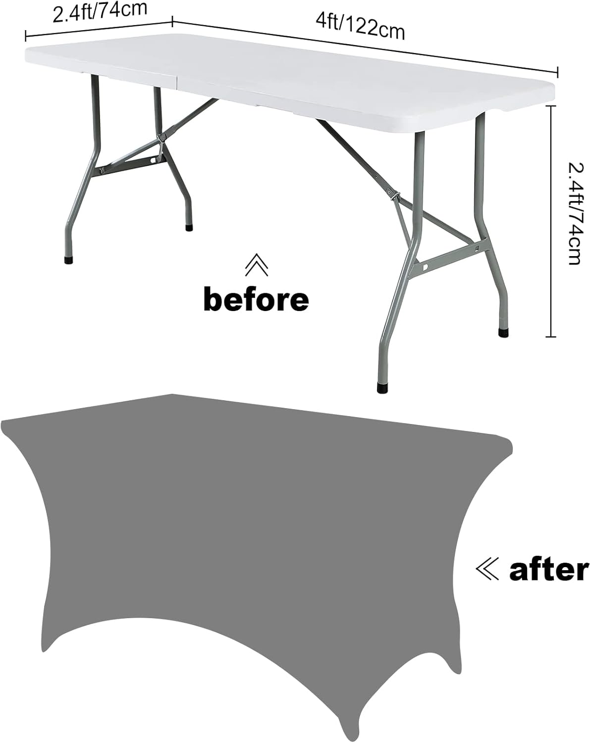 SuperO 2Pack Waterproof Spandex Table Cover for 4FT Table Universal Fitted Stretch Tablecloth for Party, Banquet, Wedding and Events-Lavender