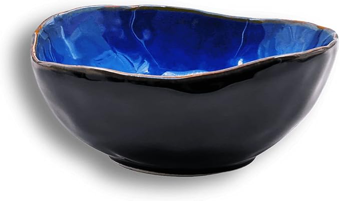 6 Inch Ceramic Decorative Bowl, Blue Reactive Glaze Key Tray | Handcrafted artisan entryway organizer. Elegant stoneware Decor.