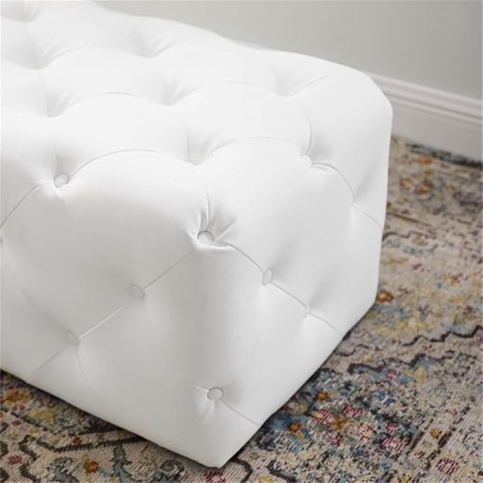Modway EEI-3767-WHI Anthem 48" Tufted Button Entryway Faux Leather Bench, White