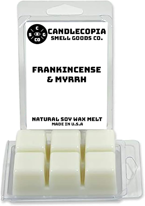 Frankincense & Myrrh Strongly Scented Hand Poured Vegan Wax Melts, 12 Scented Wax Cubes, 6.4 Ounces in 2 x 6-Packs