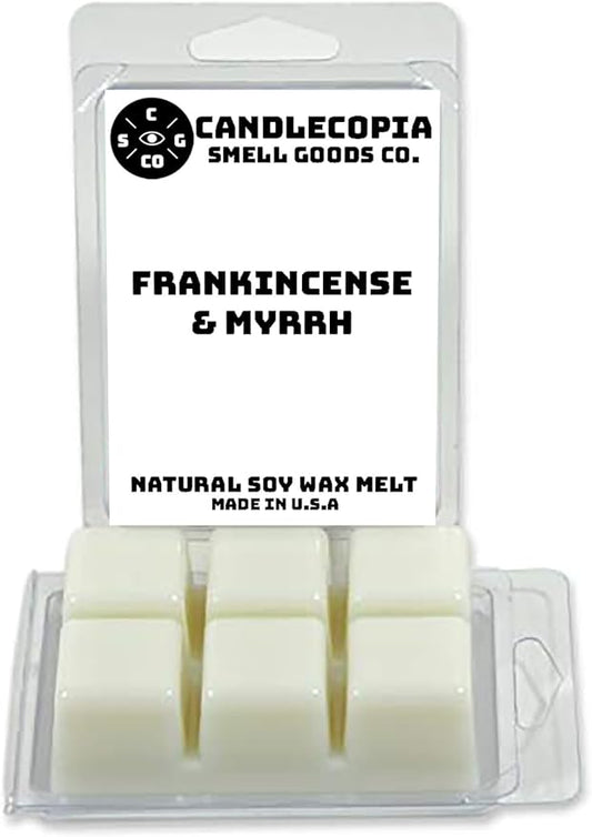 Frankincense & Myrrh Strongly Scented Hand Poured Vegan Wax Melts, 12 Scented Wax Cubes, 6.4 Ounces in 2 x 6-Packs