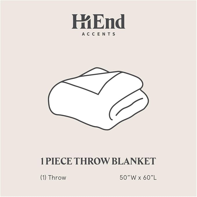 HiEnd Accents Stella Faux Silk Velvet Throw Blanket Stone, 50x60 inch, Double Stitch Plush Soft Cozy Blankets, Luxury Decorative Throws for Couch, Bed, Sofa, Chair