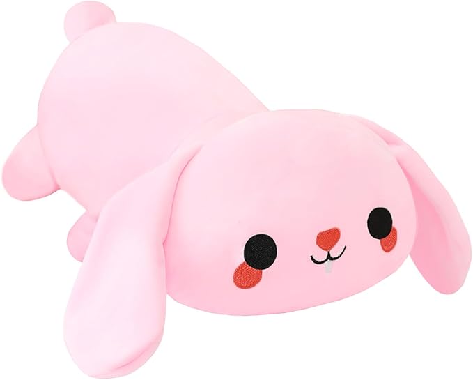 SQEQE Weighted Bunny Plush, Weighted Bunny Stuffed Animal, Cute Plushies Soft Pink Pillow Toy Gift for Kids Adults 9.8 Inch, 0.8 Lbs