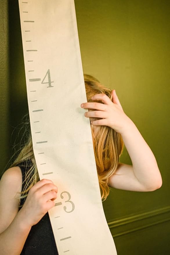 Growth Chart for Wall - Canvas Fabric Natural Color - Big Brother Big Sister Gift Children Height Chart Measure Childs Growth Kids Room Decor Nursery Wall Ruler and Pen