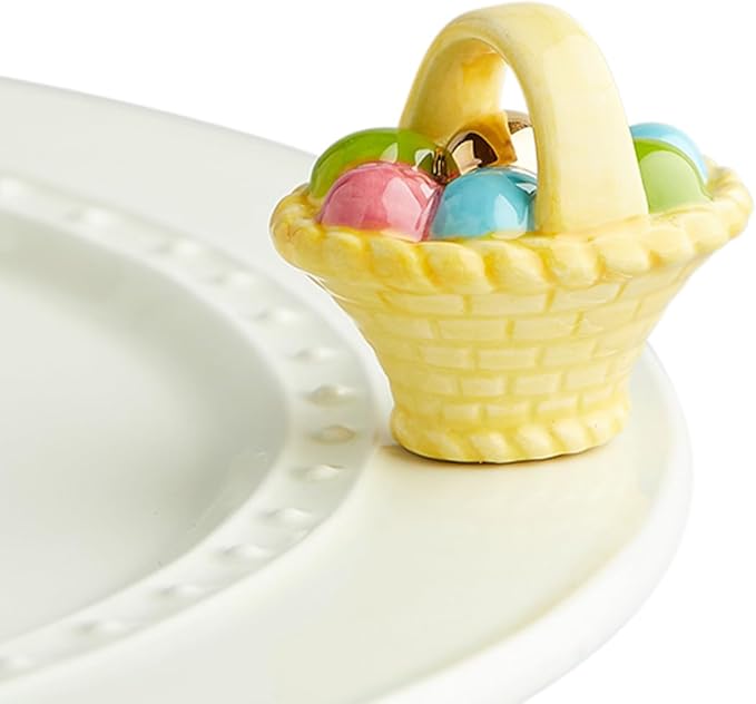 Nora Fleming A Tisket, A Tasket (Basket with Eggs) A214 - Hand-Painted Ceramic Holiday Décor - Spring Minis for The Home and Office