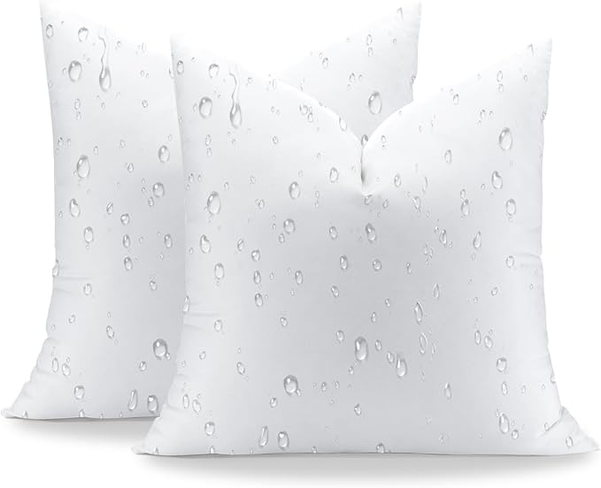 Artscope 18x18 Outdoor Pillow Inserts, Synthetic Down Waterproof Throw Pillow Inserts (Pack of 2), Decorative Outdoor Pillows for Couch Sofa Bed Patio Furniture