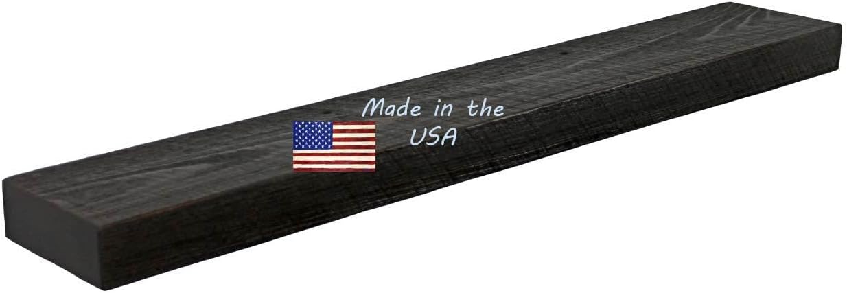 joelsantiques - 54 Inch Wooden Floating Shelves for Wall - 54x6x2 in - Made of Natural Wood - Long Heavy Duty Rustic Wall Shelves for Bedroom - Perfect for Living Room, Kitchen - Black