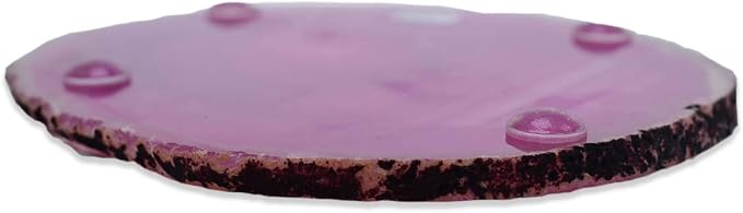 Nature's Decorations Pink Agate Stone Coasters - Set of 4, Polished Geode Drink Mats for Dining & Coffee Table & Kitchen Geode Decor Non-Toxic 3.5-4" Diameter