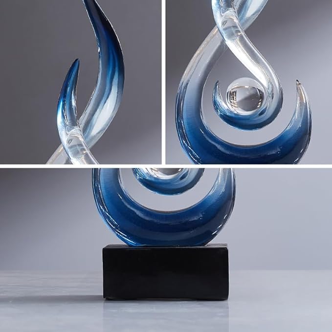 Modern Abstract Art Table Decoration,Resin Flame Statue Modern Blue Centerpiece Ornaments for Living Room Great Gift Idea Home Decor,Collectibles
