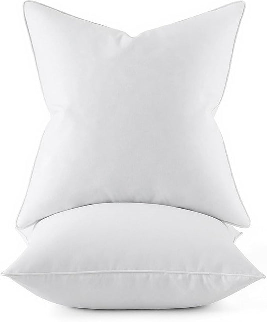 MIULEE 20x20 Pillow Inserts, Pack of 2 Down Feather Premium Throw Pillows with Cotton Fabric for Bed Couch Living Room Sofa
