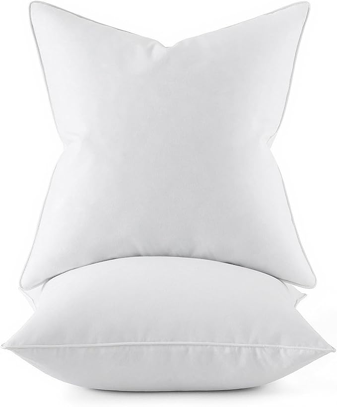 MIULEE 18x18 Pillow Inserts, Pack of 2 Down Feather Premium Throw Pillows with Cotton Fabric for Bed Couch Living Room Sofa