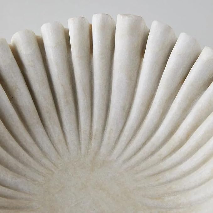 Marble Ruffle Bowl (9 Inches) - Scallop, Fluted, Decorative, Jewelry, Fruit Bowl for Gift, Housewarming