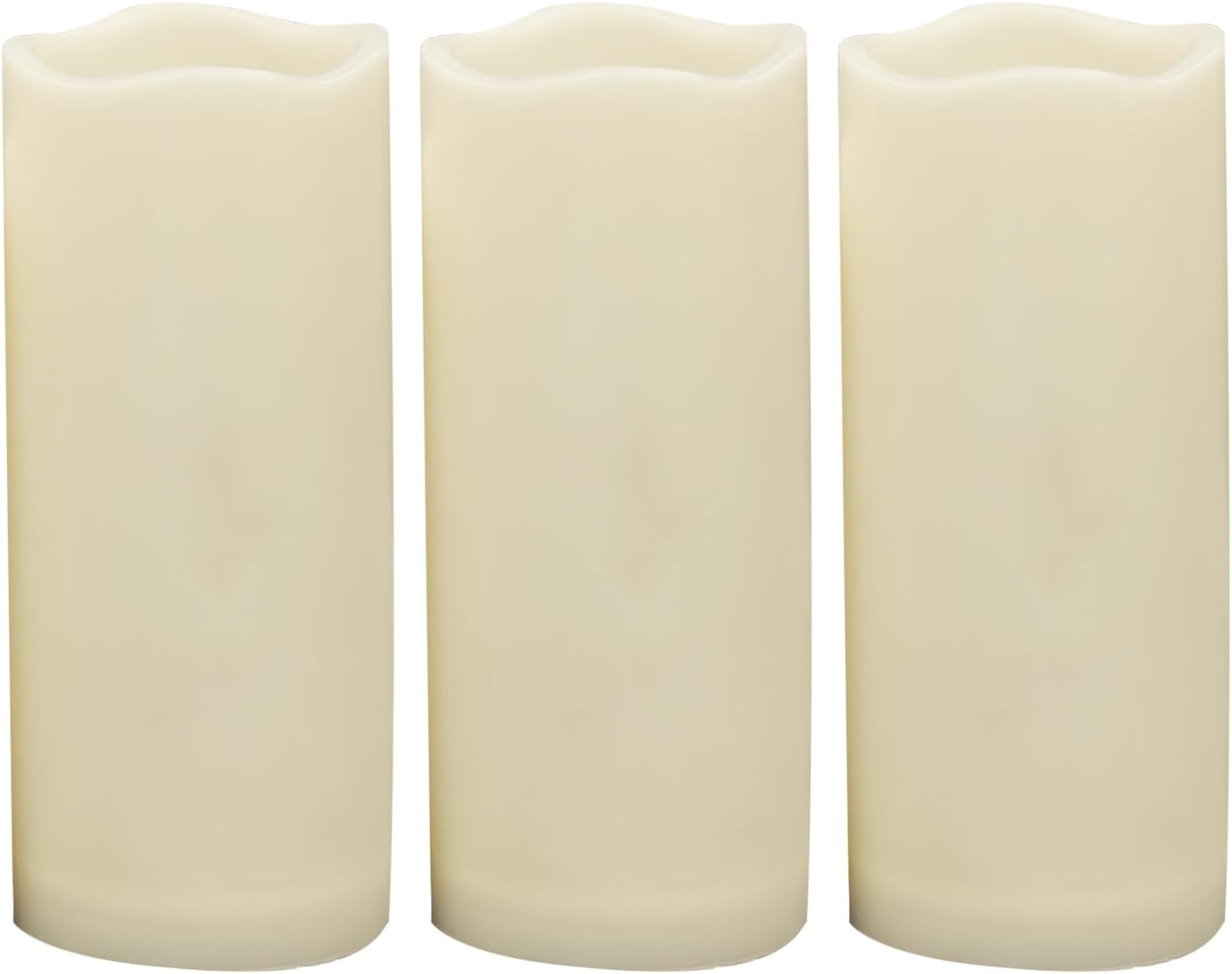 Waterproof Outdoor Battery Operated Flameless Candles with Auto Timer Flickering Plastic Resin Electric LED Pillar Lights for Lantern Patio Garden Wedding Party Decorations 3x7 Inches 3 Pack Ivory
