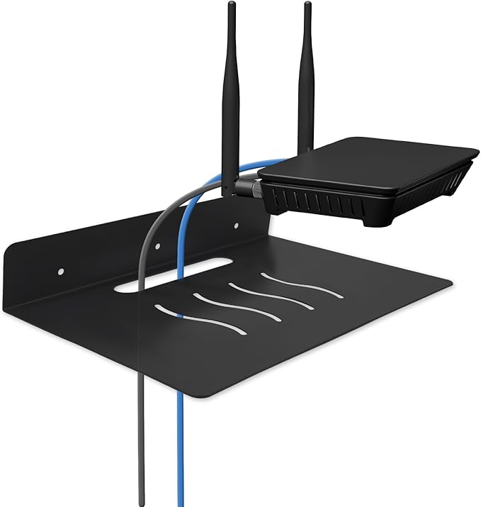 Steel Floating Shelves for Wall,Small Wall Shelf，Suitable for Bedroom, Living Room, Bathroom, Kitchen, Office (Black, 11.81x8.46 in)
