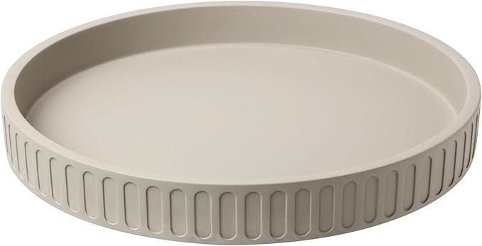 12in Decorative Tray for Coffee Table Tray Decor, Gray 100% Solid Concrete Decorative Round Tray for Kitchen, Living Room, Home Decor