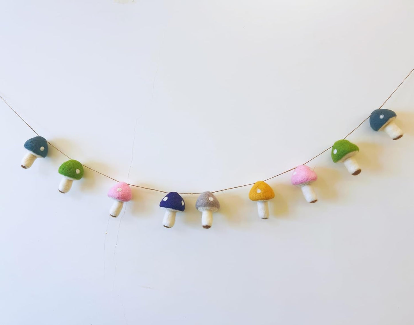 B&D Handmade Wool Crafts Art Set, Colorful Mushroom Garland- Winter and Easter Spring Multi Themed Home Decorations