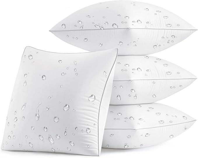 MIULEE Pack of 4 18x18 Outdoor Pillow Inserts, Waterproof Decorative Square Throw Pillow Inserts for Patio Sofa Garden Porch Couch