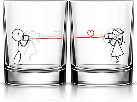 BoldLoft Say I Love You His and Hers Drinking Glasses- Gifts for Her, Wife, Girlfriend, Couple Glasses for Valentines, Anniversary, Wedding Engagement, Romantic Home Decor for Couples