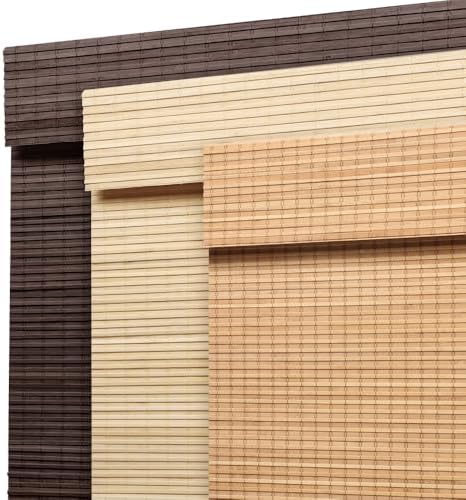 SEEYE Cordless Bamboo Roman Shades, Blackout Natural Bamboo Blinds for Indoor Windows, Roll Up Blind Privacy Shade for Home, Office, Door, UV Resistant & Easy to Install, 35" W x 64" H, Carbonized