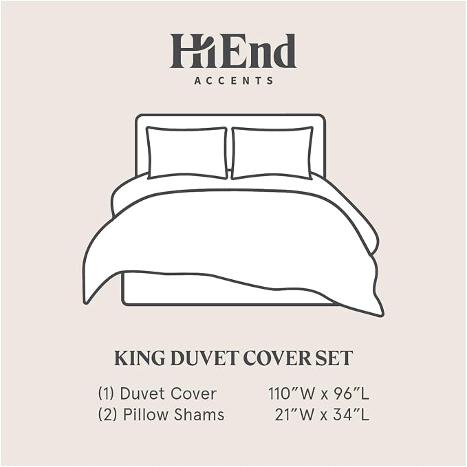HiEnd Accents Stella Faux Silk Velvet 3 Piece Duvet Cover Set with 2 Pillow Shams, King, Stone, Romantic Western Modern Traditional Style Luxury Bedding, 1 Comforter Cover and 2 Pillow Cases
