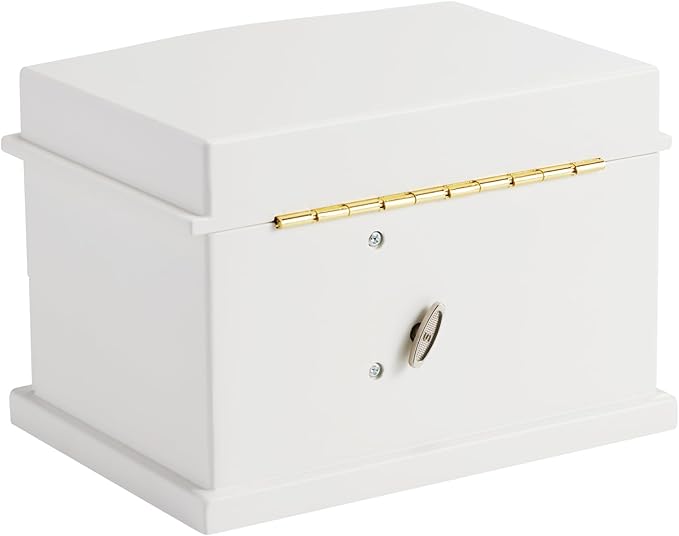 Ballerina Musical Jewelry Box with Mirror for girls，Kid's Jewelry Storage Music Chest (White-L)