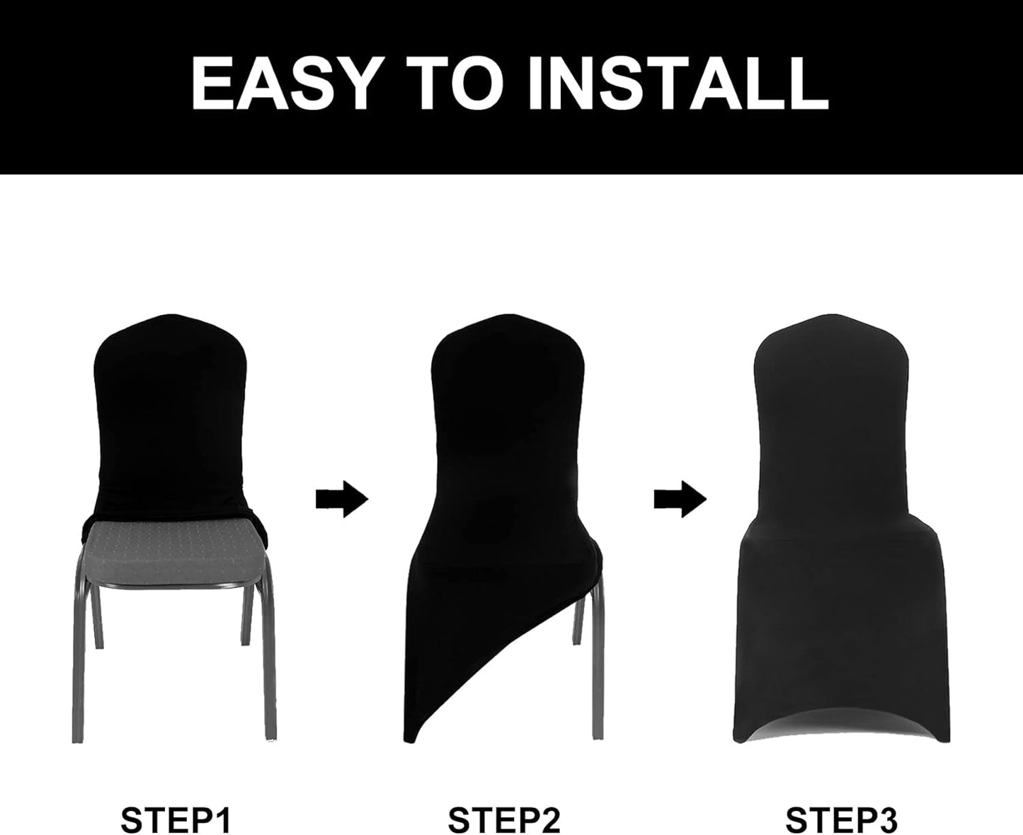 Spandex Chair Covers, 12PCS, Removable Washable Protector Stretch Covers for Living Room, Party, Banquet, Wedding, Hotel (Navy)