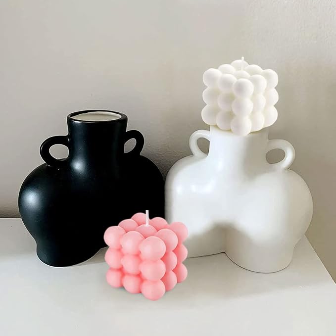 Bubble Candles for Women, Floating Shelves Cube Shaped Scented Square Candle Set - Cool Home Office Trendy Room Shelf Decor Aesthetic (4 Pack)