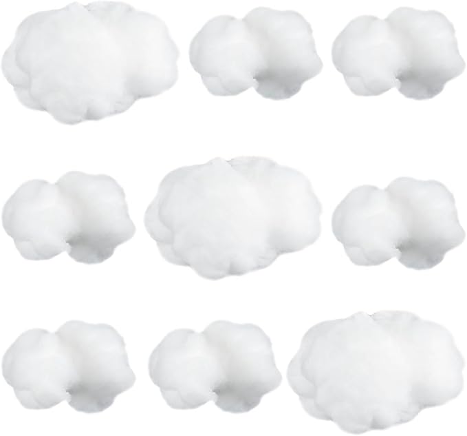 Jetec 9 Pieces Artificial Cloud Props Imitation 3D Cloud Shape Hanging Decorations Room DIY Decorative Hanging Ornament for Wedding Party Stage Show Decor (Small and Medium Size)