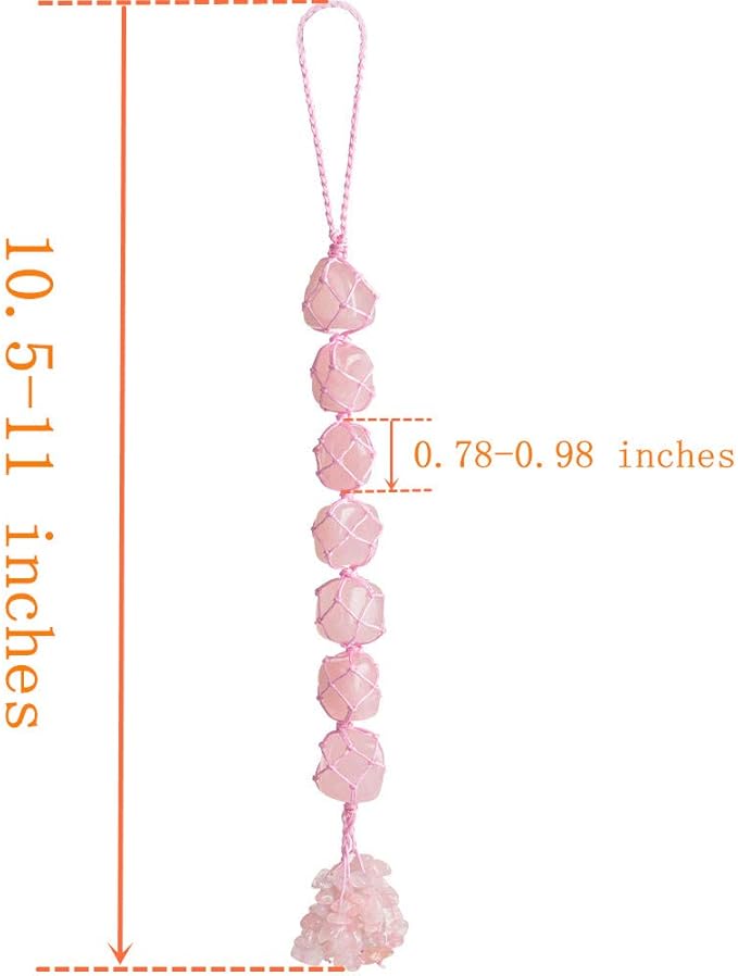 Healing Crystals Home Interior Decoration Car Hanging Ornaments Good Luck Home Decor for Reiki Healing Good Luck Feng Shui Decorations (Rose Quartz)