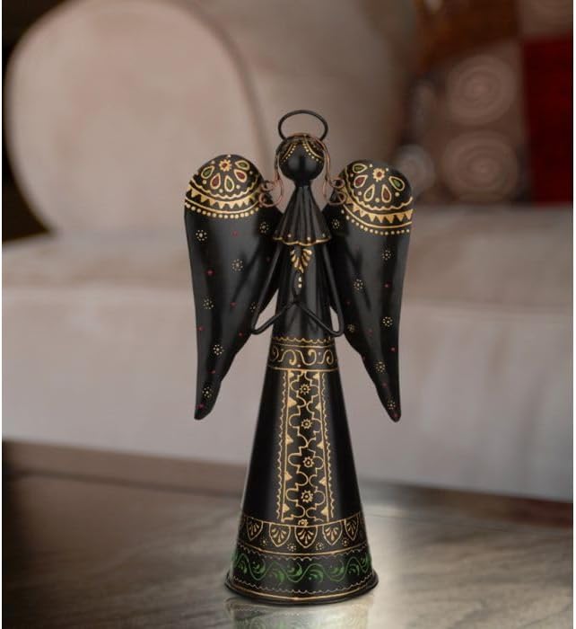 Regal Art & Gift Angel Statue - Metal Indoor/Outdoor Garden Statue Deals, Elegant Garden Decor, Beautiful Gifts for Women, Exquisite Angel Statues for Garden, 16-Inch, Black/Gold