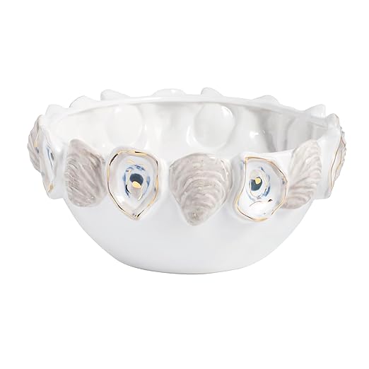 Mud Pie White Stoneware Oyster Ceramic Bowl