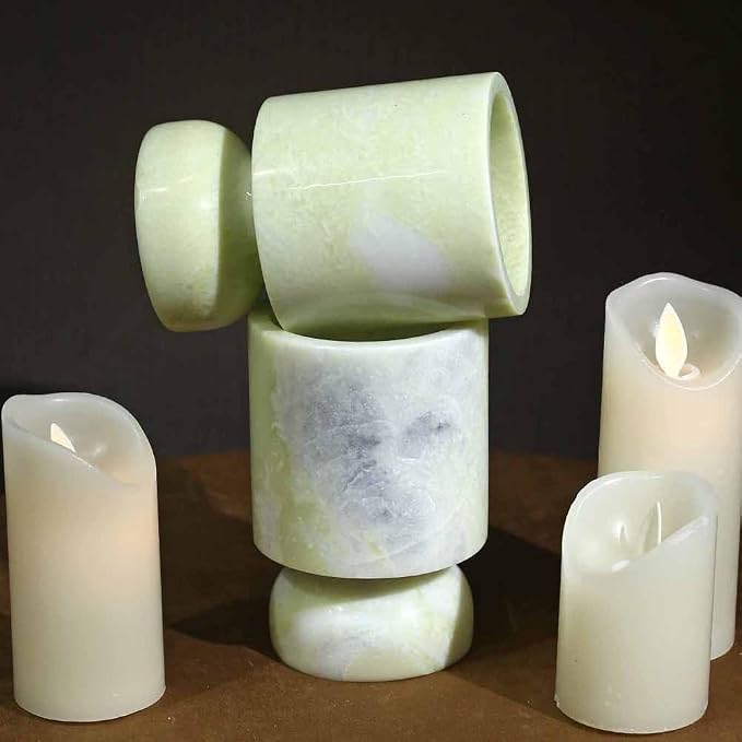 Vintage Marble Pillar Candle Holder, Natural Marble Candlestick Holder, French Centerpieces for Table, Elegant Marble Home Decor for Anniversary Weddings Valentine's Day
