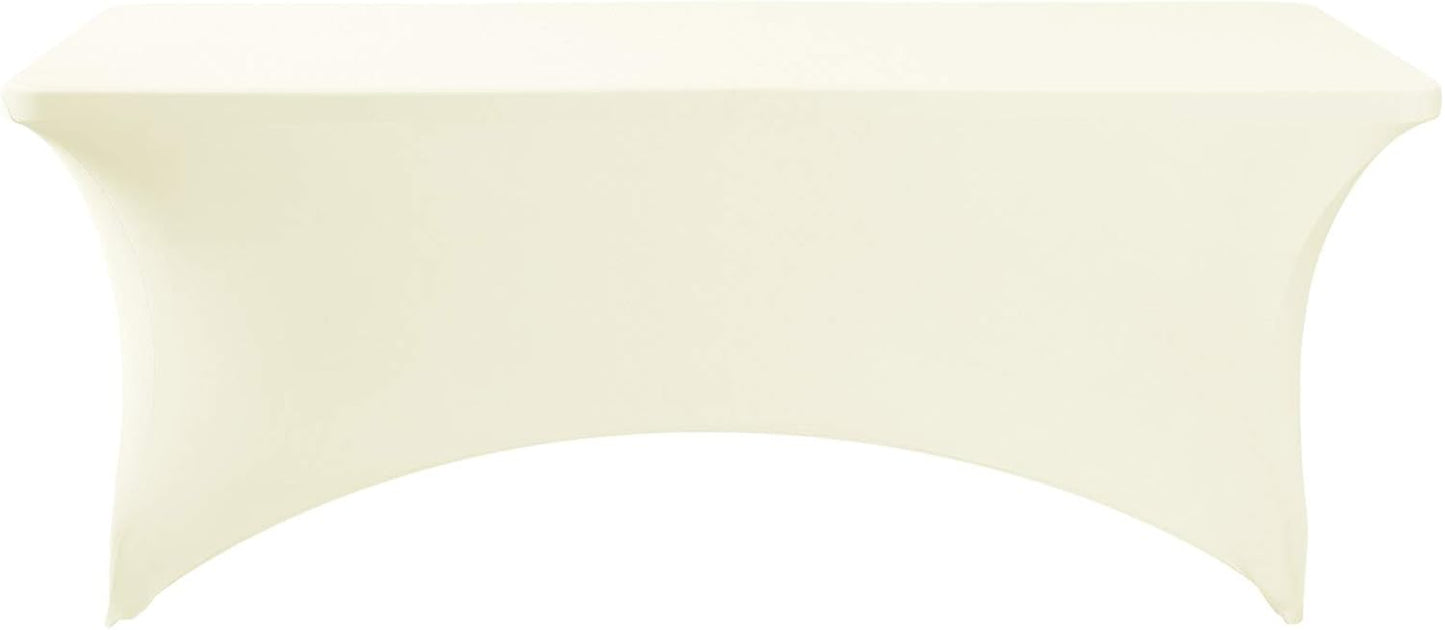 Spandex Table Cover for 6Ft or 4fT or 8ft Table Universal Fitted Stretch Tablecloth for Party, Banquet, Wedding and Events-Ivory