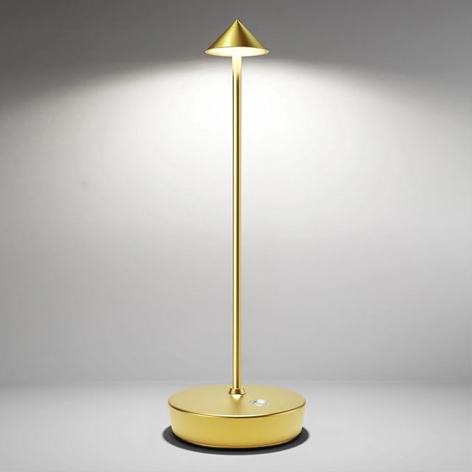 Cordless Table Lamps Rechargeable, 6000mAh Battery Operated LED Desk Lamp Outdoor Waterproof Portable Touch Dimmable Table Night Light for Patio Restaurant Dining Home Brass