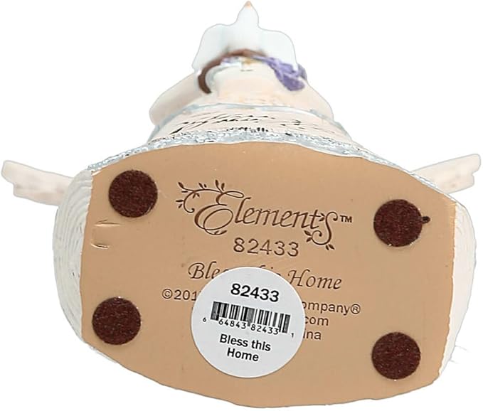 Pavilion Gift Company 82433 Bless This Home 6 Inch Ebony Angel Figurine, Cream
