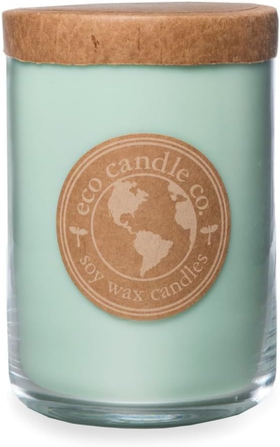 ECO CANDLE CO. Recycled Candle, Seagrass, 26 oz. - Scents of Coconut, Jasmine, Eucalyptus, Vetiver, Driftwood, & Seaweed - 100% Soy Wax, No Lead, Kraft Paper Label & Lid, Hand Made, Midwest Soybeans