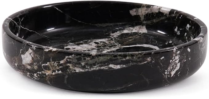 Marble Serving Bowl 8" Black Fruit Bowl For Kitchen Counter For Kitchen Decor, Decorative Bowl for Home Decor, Entryway Table Modern Candy Bowl