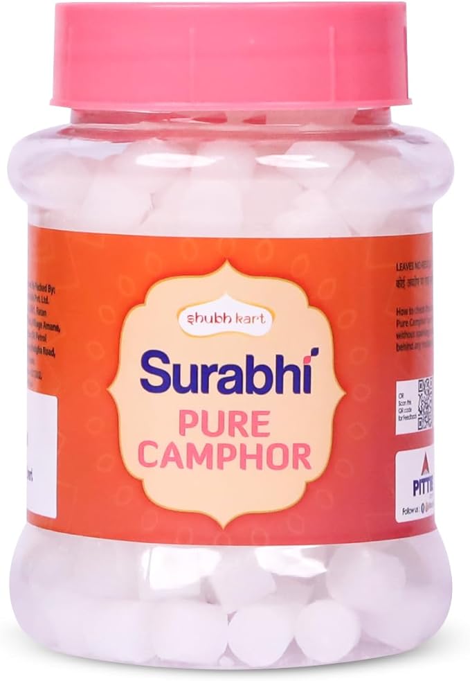 Shubhkart Surabhi 100% Pure Camphor Crystals or Aromatherapy, Incense, Odor Eliminator, Puja (Surabhi Camphor, 100 g)