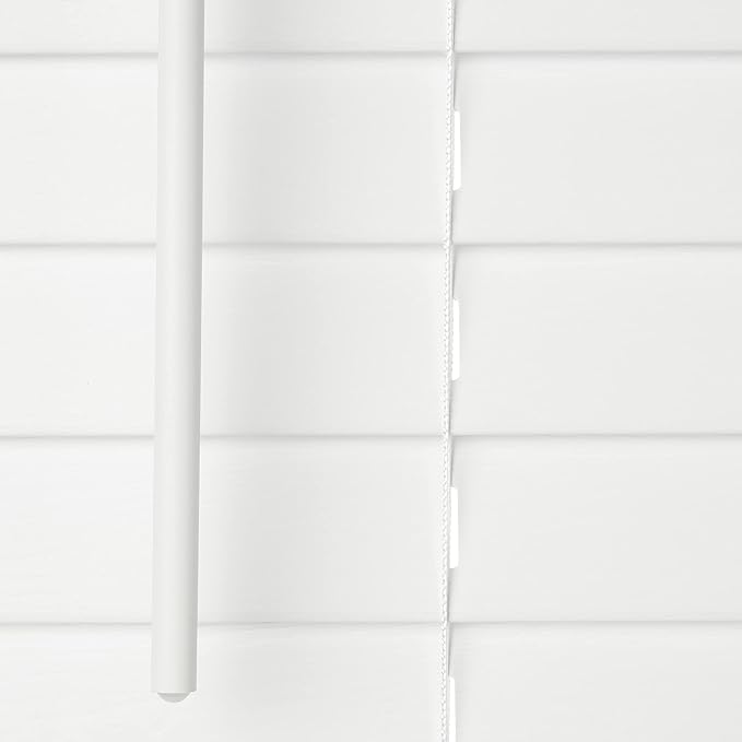 Cordless Room Darkening Plantation Blind - 27 Inch Width, 64 Inch Length, 2" Vinyl Slat Size - White - GII Madera Falsa Faux Wood, Light Filtering Horizontal Windows Blinds by Achim Home Decor