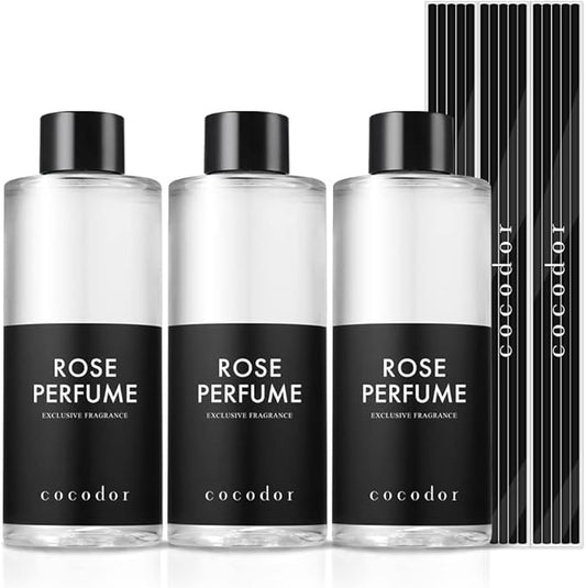COCODOR Reed Diffuser Oil Refill/Rose Perfume/6.7oz(200ml)/3 Pack/Aroma Therapy, Home Fragrance, Scented Oils, Oils for Reed Diffuser, Office Décor, Decoration